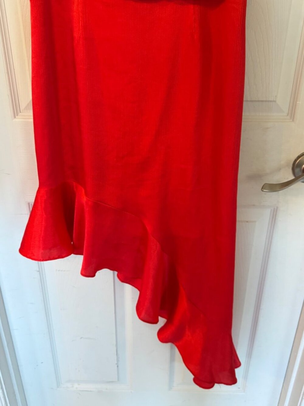 Finders Keepers Red Asymmetrical Dress Retrograde Chili Sleeveless Ruffle Large - Picture 5 of 12